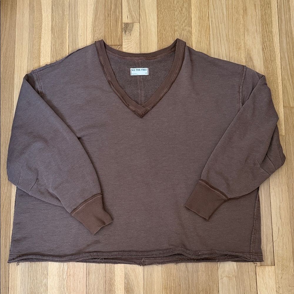 We The Free Chocolate V-Neck Sweatshirt